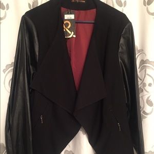 Addition Elle 3X faux leather sleeve blazer